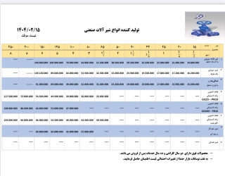 لیست قیمت شیر آلات افروز 