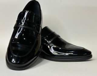 کفش چرم طبیعی مشکی مردانه مجلسی طرح 1129